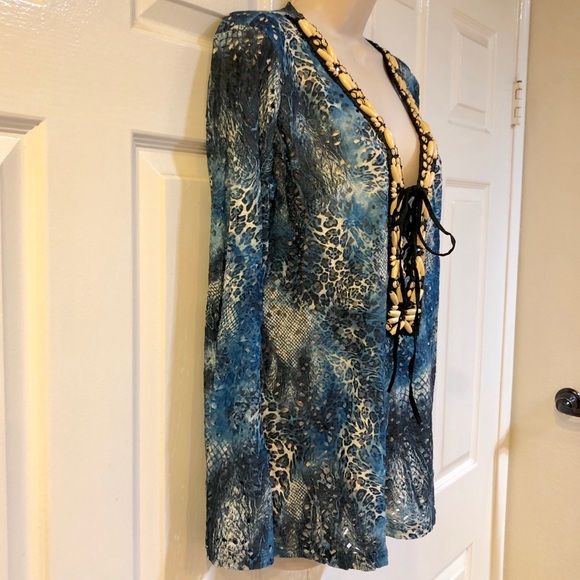 Mechant-Super Sexy Perforated & Beaded Top-Sz M - Picture 4 of 8